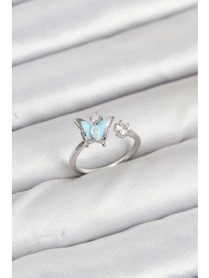 Arthurs Pirinç Gümüş Renk Kelebek Model Kadın Yüzük