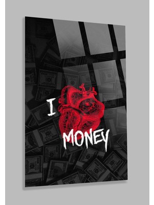 Petmudo AVM Dolar ve Kalp Uv Baskılı Kırılmaz Cam Tablo, Ev ve Ofis Yüksek Çözünürlüklü 4mm Cam Tablo