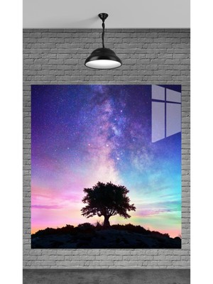 Petmudo AVM Ağaç Manzarası Temperli Cam Üzerine Tablo Sevgilinize Yılbaşı Hediye