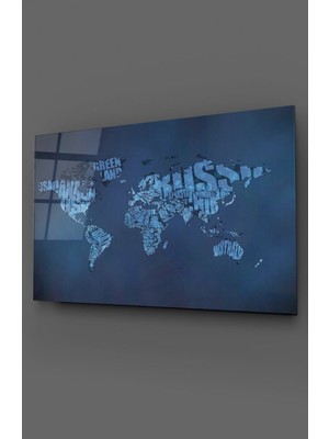 Petmudo AVM Tipografi Dünya Haritası Cam Tablo