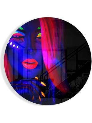 Petmudo AVM Neon Kadın Cam Tablo | Hediyelik, Dekoratif, Ofis, Mutfak