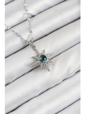 Arthurs 316L Çelik Zirkon Taşlı Kutup Yıldızı Model Gümüş Renk Kadın Kolye