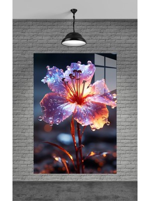 Petmudo AVM Lila Çiçek Cam Tablo Ev Dekorasyon,balkon Dekorasyonu,dekoratif,duvar Tablo,mutfak Tablo