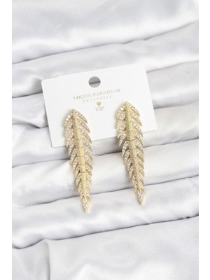 Ayder Timya Pirinç Gold Renk Balık Sırtı Model Zirkon Taşlı Kadın Küpe - TJ-BKP11516 TG/Tmya1395 226812