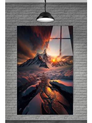 Petmudo AVM Kar ve Dağ Manzarası Cam Tablosu