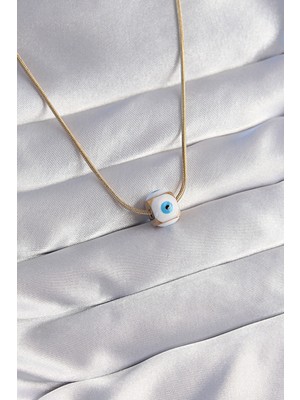 Arthurs 316L Çelik Gold Renk Mineli Nazar Model Kolye