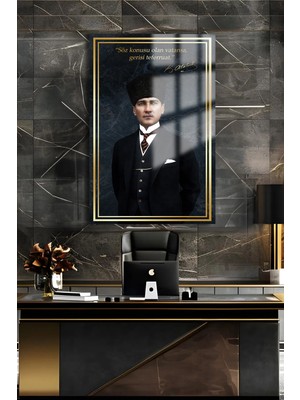 Petmudo AVM Atatürk Gold Detaylı Ulta Yüksek Çözünürlüklü Kırılmaz Cam Tabo Iş Yeri Ofis Hediyesi