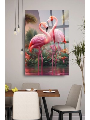 Petmudo AVM Sevgili Flamengolar Kırılmaz Cam Tablo, Ev ve Ofis Hediyesi Yüksek Çözünürlüklü 4mm Cam Tablo