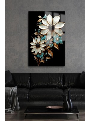 Petmudo AVM Açan Işık Saçan Çiçek Cam Tablo Ultra Canlı Renkli Kırılmaz Cam Tablo Ev Hediyesi Ofis Hediyesi