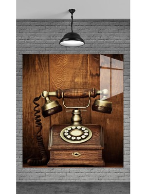 Petmudo AVM Muhteşem Antika Telefon Temperli Cam Üzerine Tablo Sevgilinize Yılbaşı