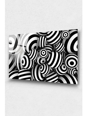 Petmudo AVM 3 Boyutlu Toplar Cam Tablo, Soyut Tablo, Duvar Dekor, Büyük Tablo, Cam Duvar Tablo