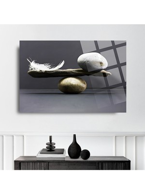 Petmudo AVM Tüy ve Taş Dengesi 4mm Kırılmaz Temperli Yüksek Çözünürlüklü Cam Tablo