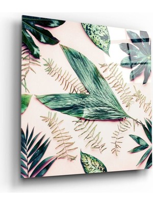 Petmudo AVM Tropikal Yapraklar Cam Tablo | Hediyelik, Dekoratif, Ofis, Mutfak