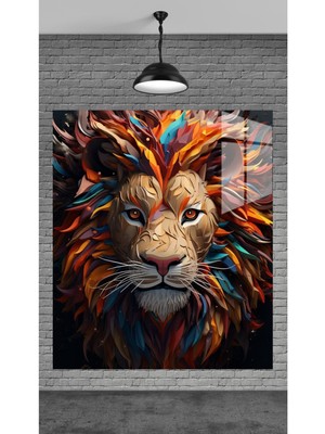 Petmudo AVM Aslan Görseli Temperli Cam Üzerine Tablo Sevgilinize Yılbaşı Hediye