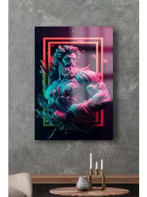 Petmudo AVM Kırılmaz 4mm Yüksek Çözünürlüklü Cam Tablo Yunan Tanrısı Zeus Ev, Ofis, Iş Yeri Hediyesi