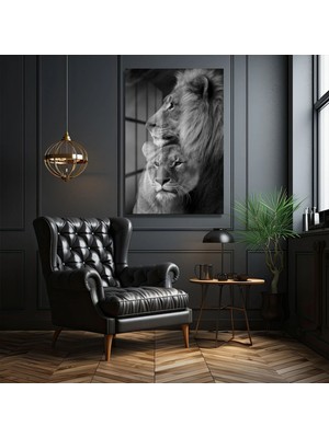 Petmudo AVM Sevgili Aslanlar Aslan Ailesi Kırılmaz Cam Tablo Ev Ofis Iş Yeri Hediryesi