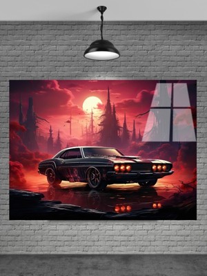 Petmudo AVM 3D Eski Klasik Araba Cam Tablo