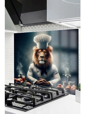 Petmudo AVM Cam Ocak Arkası Koruyucu Tezgah Ankastre Arkası Koruyucu Kırılmaz Isıya Dayanıklı Cam Aşçı Aslan