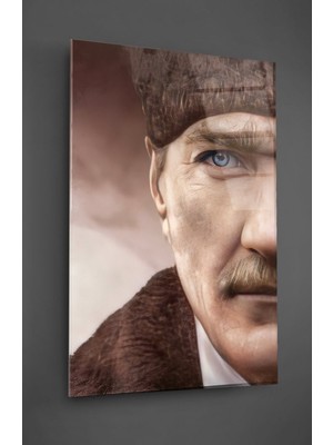 Petmudo AVM Atatürk Yarı Portre Renkli Cam Tablo