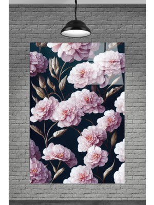 Petmudo AVM Pembe Çiçekler Cam Tablosu