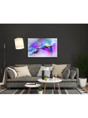 Petmudo AVM Rengarenk Dağınık Boyalı Soyut Cam Tablo, Darbelere Dayanıklı Kırılmaz Temperli