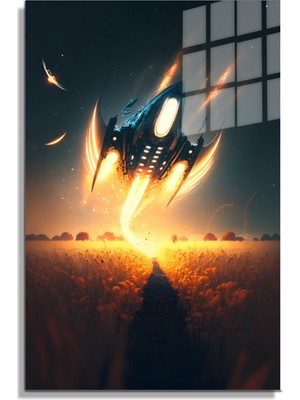 Petmudo AVM Space/uzay Yapay Zeka Özel Tasarım Cam Tablo Ofis, Mutfak Çocuk Odası, Salon 62