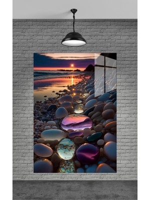 Petmudo AVM Renkli Taşlar ve Sahil Cam Tablo