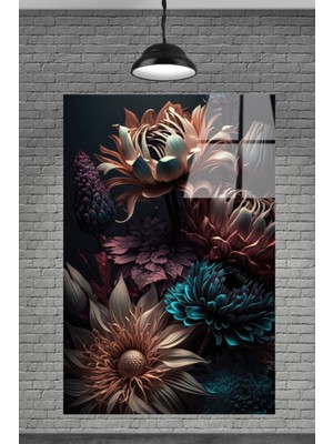 Petmudo AVM Sevilen Seri Altın Çiçekler Cam Tablo