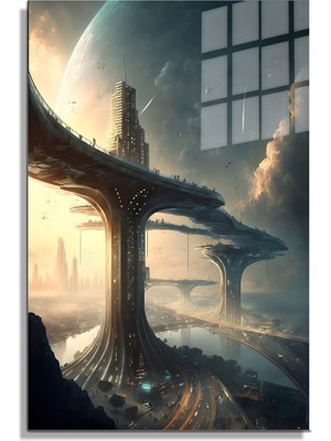 Petmudo AVM Space/uzay Yapay Zeka Özel Tasarım Cam Tablo Ofis, Mutfak Çocuk Odası, Salon 212