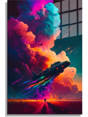 Petmudo AVM Space/uzay Yapay Zeka Özel Tasarım Cam Tablo Ofis, Mutfak Çocuk Odası, Salon 72