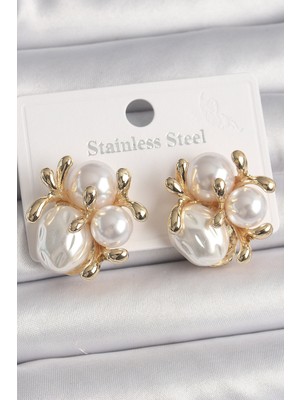 Ayder Timya Pirinç Gold Renk İnci Tomurcuk Model Kadın Küpe - TJ-BKP10072 TG/Tmya1395 226889