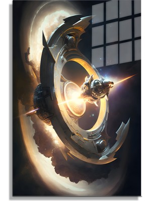 Petmudo AVM Space/uzay Yapay Zeka Özel Tasarım Cam Tablo Ofis, Mutfak Çocuk Odası, Salon 211