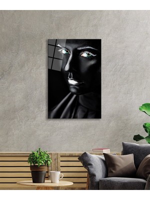 Petmudo AVM Beyaz Makyajlı Kadın Portresi Cam Tablo, Darbelere Dayanıklı Kırılmaz Temperli