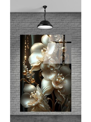 Petmudo AVM Çiçek Dekoratif Temperli Cam Tablo