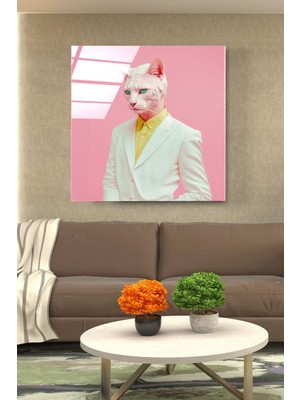 Petmudo AVM Kedi Portre Cam Tablo, Dekoratif Cam Tablo