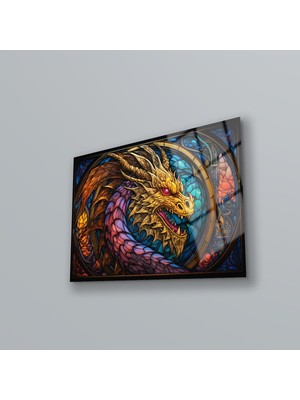 Petmudo AVM Dragon Cam Duvar Tablo , Canlı Renkler , Soyut Tablo , Temperli Cam Üzeri Baskı , Asmaya Hazır