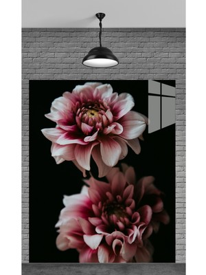 Petmudo AVM Beyaz ve Pembe Gül Temperli Cam Üzerine Tablo Sevgilinize Yılbaşı Hediye