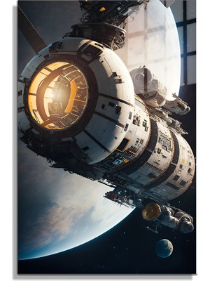 Petmudo AVM Space/uzay Yapay Zeka Özel Tasarım Cam Tablo Ofis, Mutfak Çocuk Odası, Salon 92