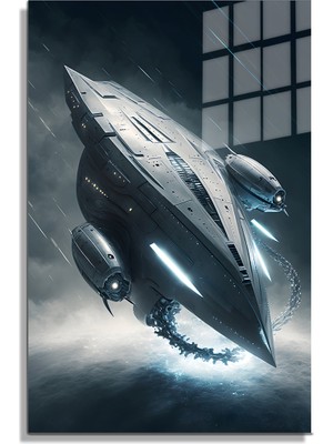 Petmudo AVM Space/uzay Yapay Zeka Özel Tasarım Cam Tablo Ofis, Mutfak Çocuk Odası, Salon 186