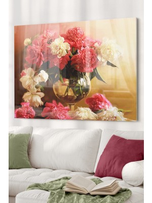 Petmudo AVM Güller Vazo |çiçek Temalı Cam Tablo | 50X70 cm