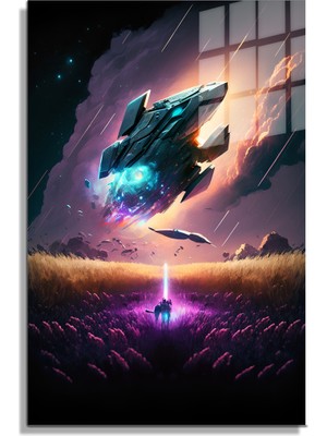 Petmudo AVM Space/uzay Yapay Zeka Özel Tasarım Cam Tablo Ofis, Mutfak Çocuk Odası, Salon 127