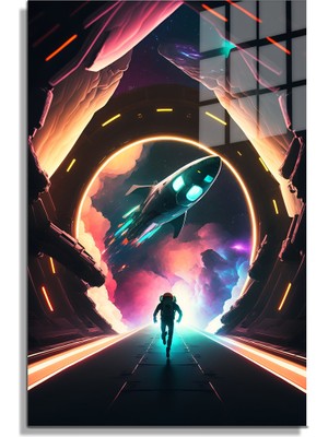 Petmudo AVM Space/uzay Yapay Zeka Özel Tasarım Cam Tablo Ofis, Mutfak Çocuk Odası, Salon 111