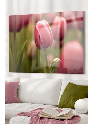 Petmudo AVM Renkli Laleler| Çiçek Temalı Cam Tablo | 50X70 cm