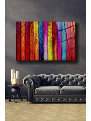 Petmudo AVM Renkli Ahşaplar Cam Tablo | Hediyelik, Dekoratif, Ofis, Mutfak