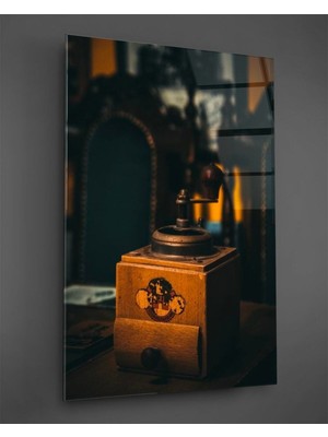 Petmudo AVM Antika Kahve Değirmeni Dikey Cam Tablo