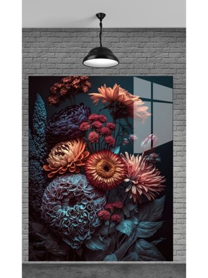 Petmudo AVM Muhteşem Altın Çiçekler Temperli Cam Üzerine Tablo Sevgilinize Yılbaşı Hediye