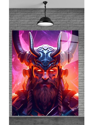 Petmudo AVM Meta Dekorasyon 3D Vıkıng Görseli Temperli Cam Üzerine Tablo Sevgilinize Yılbaşı Hediye