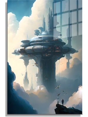 Petmudo AVM Space/uzay Yapay Zeka Özel Tasarım Cam Tablo Ofis, Mutfak Çocuk Odası, Salon 216