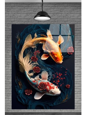 Petmudo AVM Gül ve Balıklar Cam Tablosu