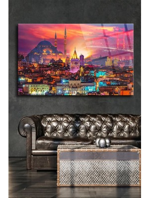 Petmudo AVM Harika Istanbul Manzaralı Kırılmaz Cam Tablo, Ev Ofis Hediyesi Yüksek Çözünürlüklü 4mm Cam Tablo